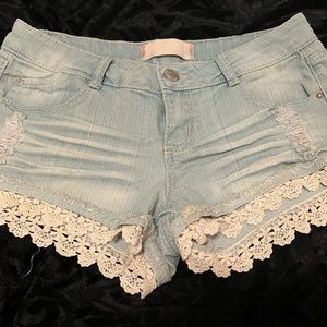 Unknown name denim jeans with lace hem size 9